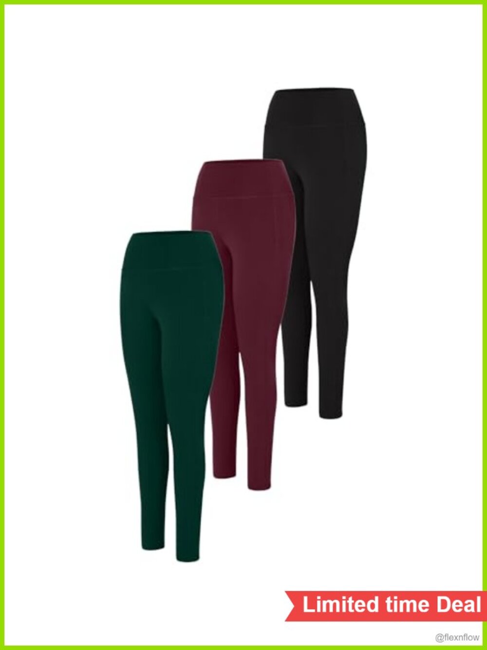 Cool DRI Women's Leggings 3-Pack with Pockets Moisture Wicking High Rise